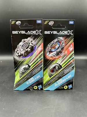 Beyblade X Lot Of 2 - Horn Rhino 3-80S & Steel Samurai 4-80T