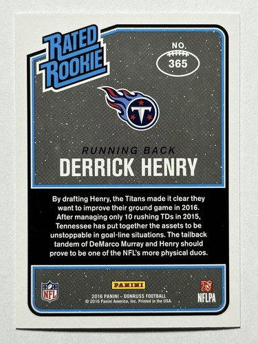 2016 Panini Donruss Football Derrick Henry Rated Rookie #365 Tennessee Titans - Picture 2 of 2
