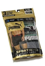 Puma 3-Pack Men's Performance  Boxer Briefs Large (36-38)  Gray/Green/Camo