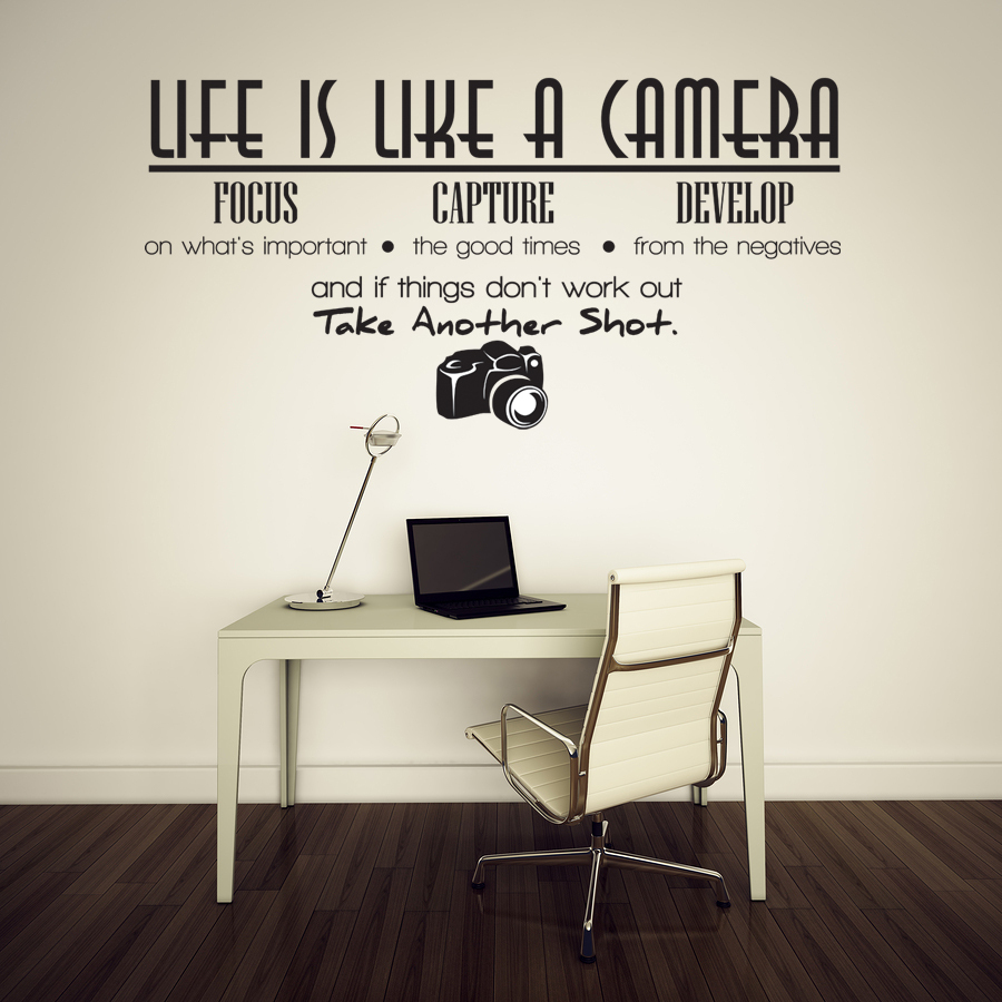 LIFE IS LIKE A CAMERA Photography Vinyl Lettering Words Wall Sticker ...