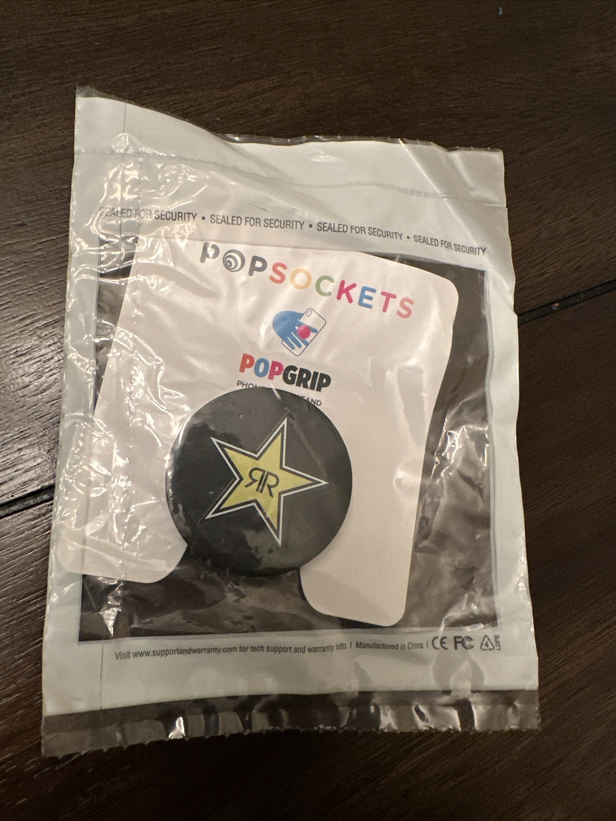 Popsocket PopGrip Phone Stand Rock Star Energy Drink Promo Black Gold Star NIP-image