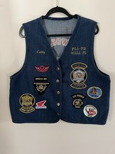 VINTAGE WOMENS BLUE DENIM GOLD WING ROAD RIDERS ASSOCIATION GWRRA VEST W/PATCHES