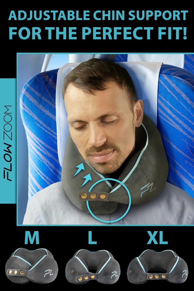 Memory Foam Travel Neck Pillow for Long Flights & Airplane Comfort
