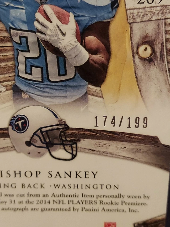 2014 Panini Crown Royale Silhouettes RPS #174/199 Bishop Sankey Rookie Auto RC - Image 4 of 4