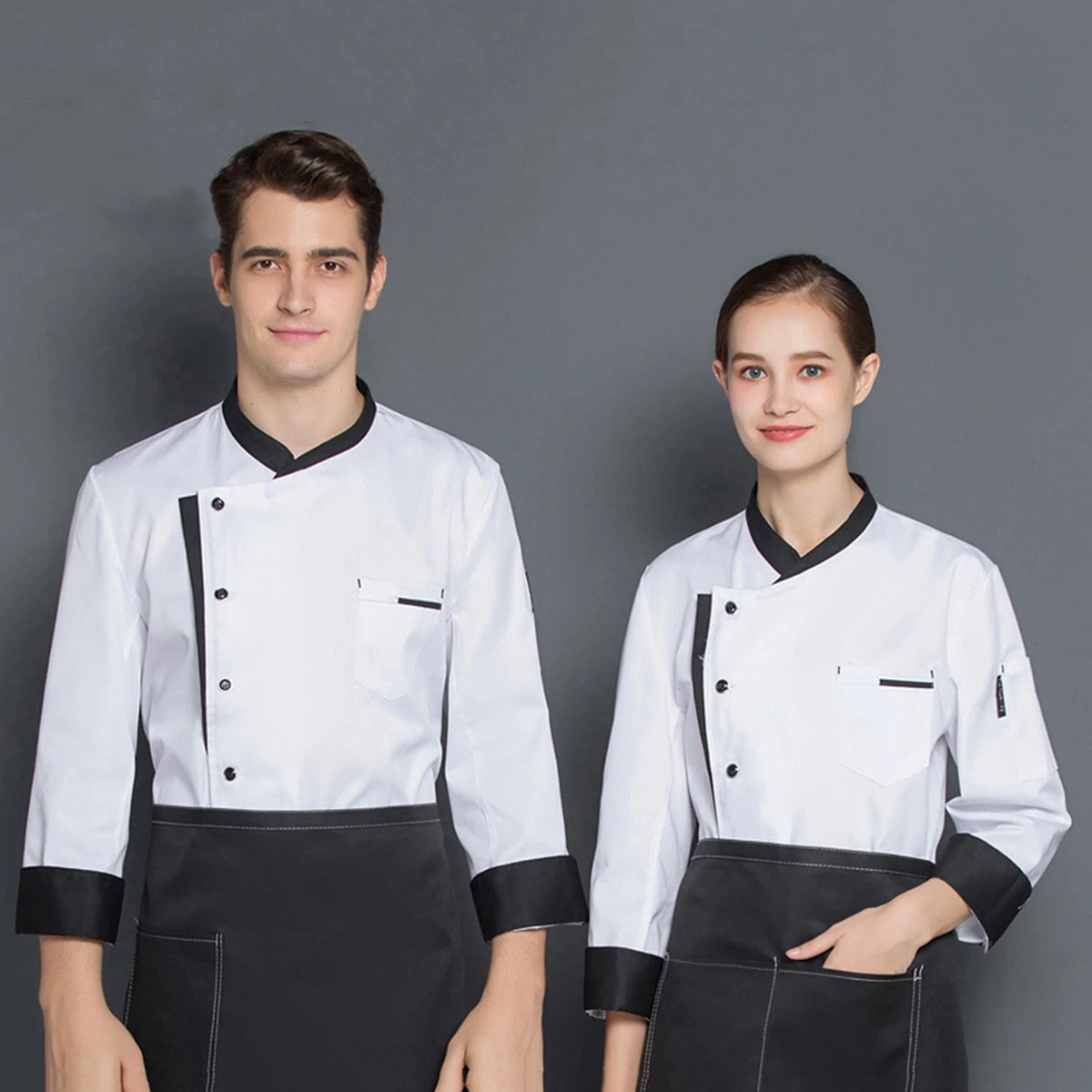 Men Uniform Color Matching Catering Breathable Plus Size Chef Top Kitchen