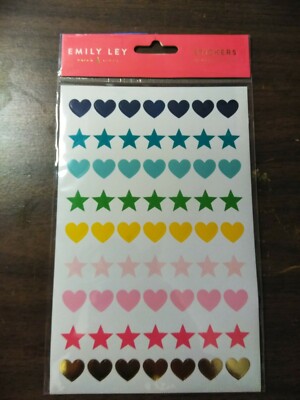 EMILY LEY At-A-Glance 6 Sticker Sheets Shapes hearts / stars
