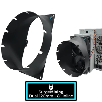 Dual 120mm to 8 Inch AC Infinity Inline Fan Shroud Antminer IceRiver Goldshell