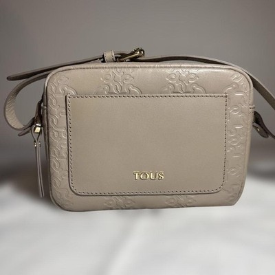 TOUS Shoulder Crossbody Bag Purse Leather in Gray USED Mint Condition