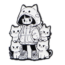 Cartoon Cat Girl Funny Quote Enamel Pins Brooch Lapel Custom Pin Badge