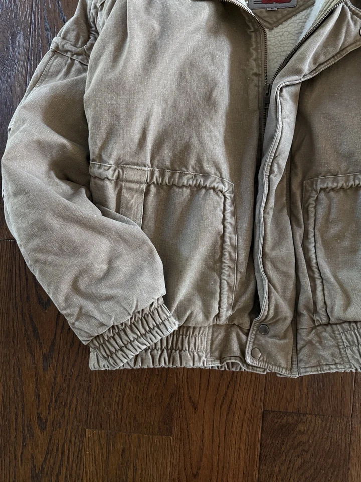 Vintage Members Only Sherpa Lined Cotton Jacket Men’s Medium Tan - Image 3 of 4