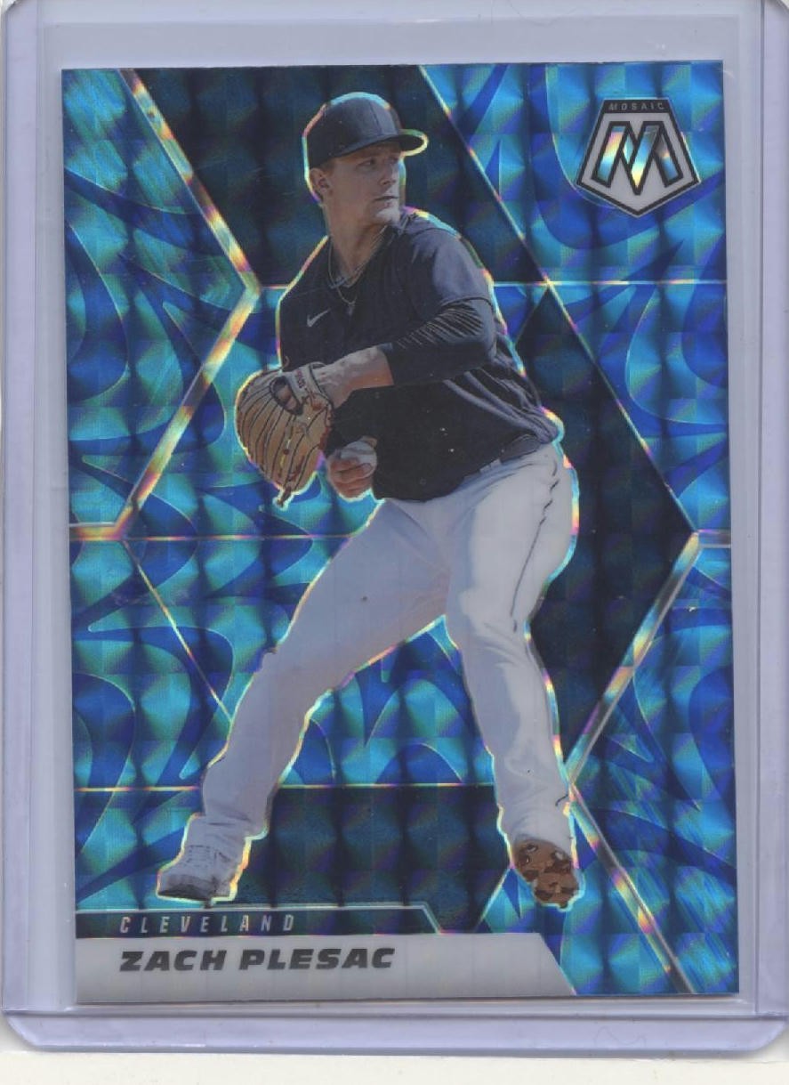 2021 Panini Mosaic #105 Zach Plesac Reactive Blue
