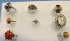 Mixed Lot 8 VTG Fashion Costume Jewelry Rings ADJUSTABLE TURQUOISE BUTTERFLY