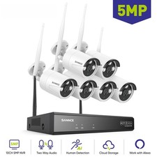 6PCS 5MP Wifi Home Camera IP Outdoor 10CH NVR Two-way Audio Wireless Audio Video