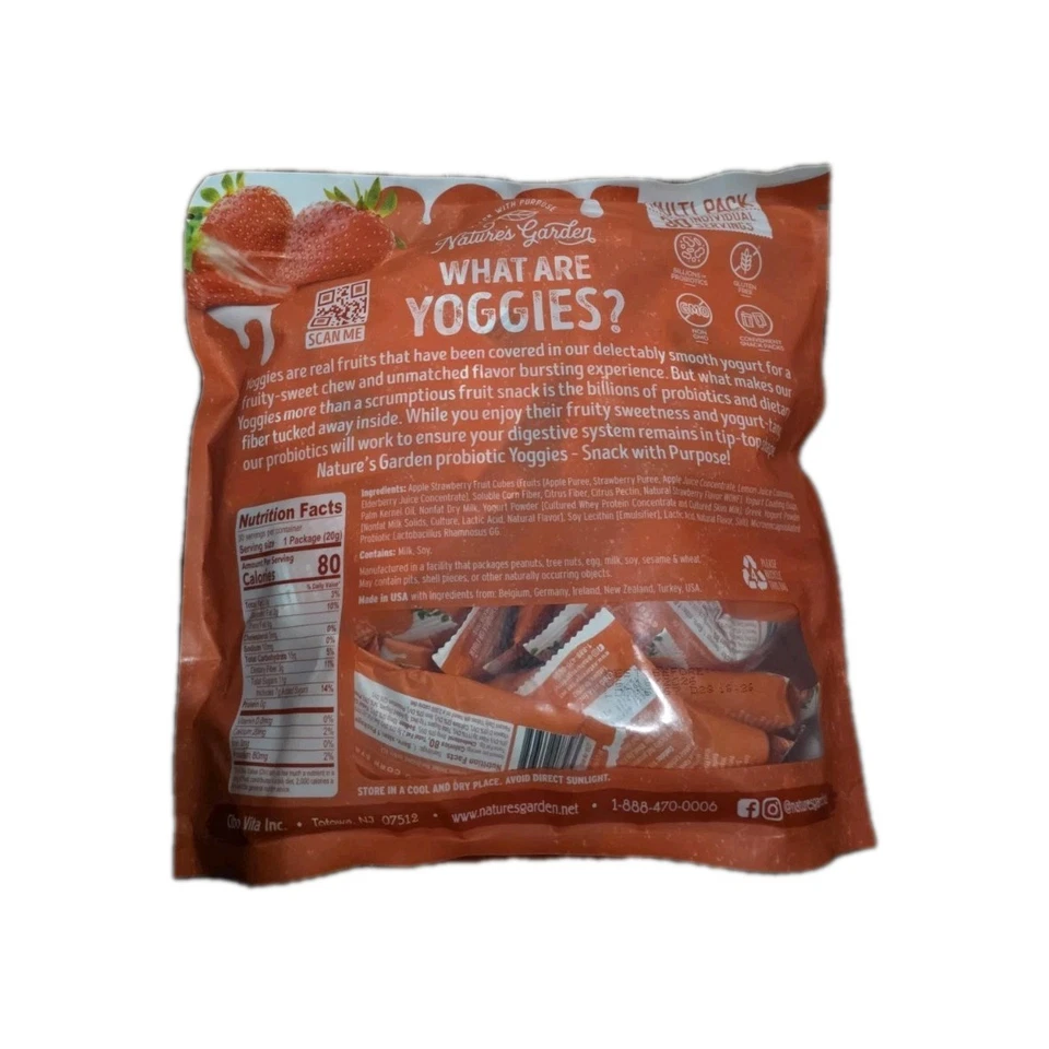 Natures Garden Probiótico Fresa Yoggies 30 unidades Bolsa 1 lb 5,2 oz Snack Foto 3 de 4