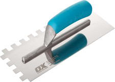 OX Trade Notched Stainless Steel Tiling Trowel - 12Mm, Blue/Silver