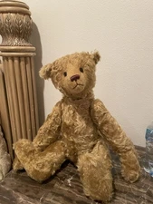COLLECTIBLE 18” MOHAIR BEAR WITH GLASS EYES, JOINTED LIMBS 1991 KALEB DESIGNS