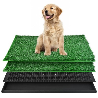 Dog Grass Pad with Tray, Dog Grass Potty Patch Bathroom Mat, Washable Pee Pad...