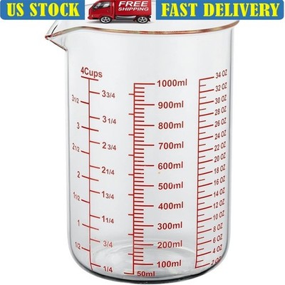 Borosilicate Glass Measuring Beaker Metric Scale Heat Resistant Dishwasher Safe