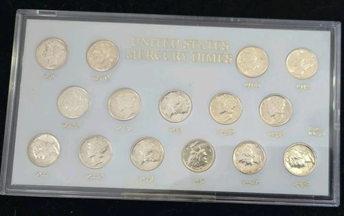 1941-1945 PDS Mercury Dimes - Uncirculated 15 Coin Short Set in Capital Holder