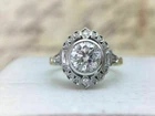 Art Deco 1.50 Ct White Diamond Antique Vintage Wedding Ring 14K Yellow Gold FN