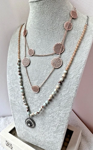 Boho Turquoise Southwestern VTG costume estate teal aqua CZ necklace Jewelry Lot