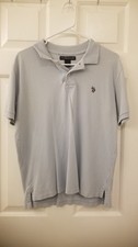 US Polo Assn Mens Small Light Blue Short Sleeve Polo Style 100% Cotton Shirt