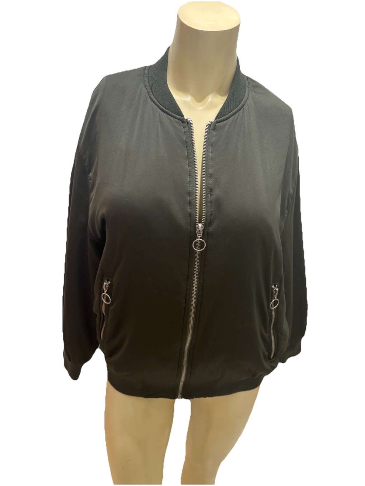 Zara Basic Lightweight Bomber Green Oversized Jac… - image 1