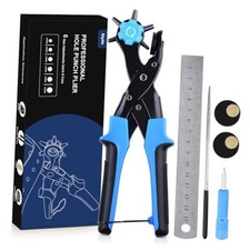 Professional Leather Hole Puncher, Full Set Punch Tool Kits for Belt, Blue