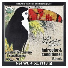 Light Mountain, Natural Hair Color  Conditioner, Black, 4 oz