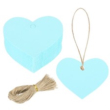 200Pcs, Kraft Paper Gift Tags String 2.2x2.6 Inch Heart Shape Blue