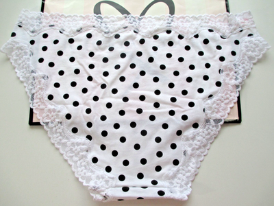 専用4 VICTORIA'S SECRET Cotton Bikini Panty S M L XL White Black Polka