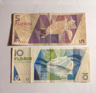 Aruba 5 und 10 Florin Vintage Banknoten