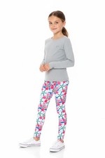 Creamy Soft Pink and Blue Sunshine Floral Kids Leggings - USA Fashion