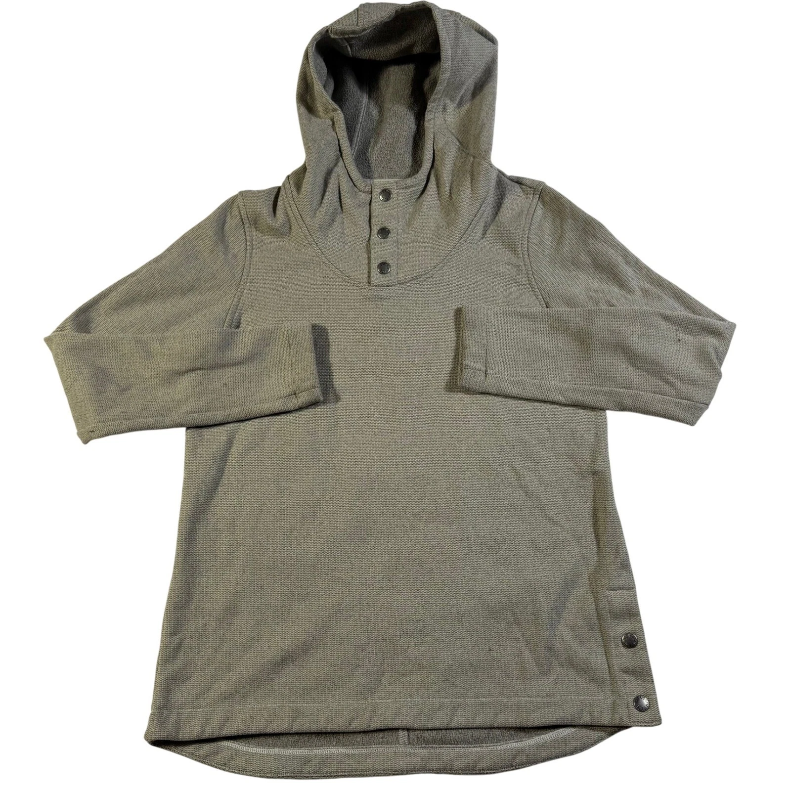 The North Face Womens Grey Textured Knit Snap Henley Fleece Lined Hoodie S