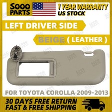 Left Driver Side Beige Leather Sun Visor W Mirror For 2009-2013 Toyota Corolla