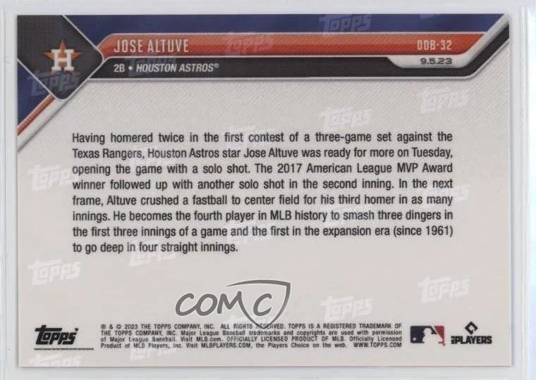 2023 Topps Now Road to Opening Day Bonus Jose Altuve #ODB-32 - Image 2 of 2
