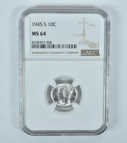 1945-S Mercury Dime MS64 NGC Brown Label
