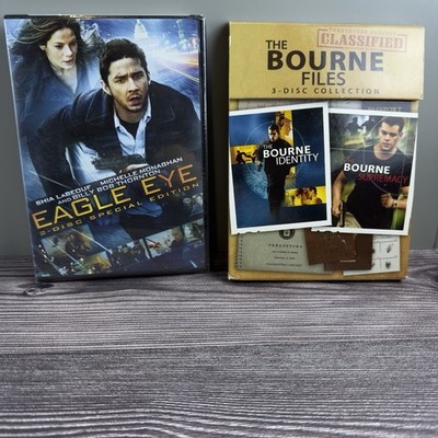 Eagle Eye Sealed DVD + Bourne Files 3 Disc Collection Action Movie Lot 