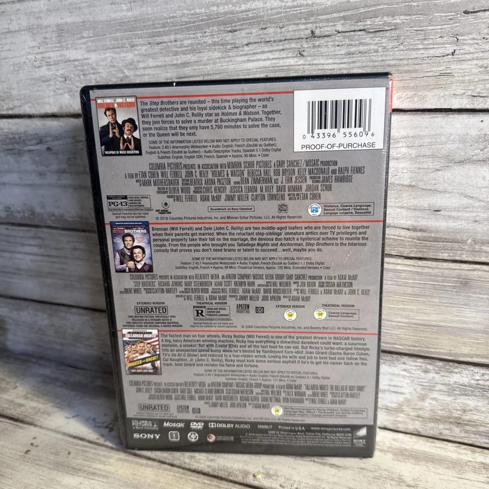 New! 3 Epic Movies Holmes & Watson, Step Brothers, Talladega Nights DVD Sealed - Image 4 of 4