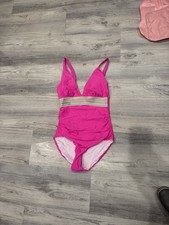 Women's Pink One-Piece Swimsuit Size Med Tummy Control Swimwear New With Tags
