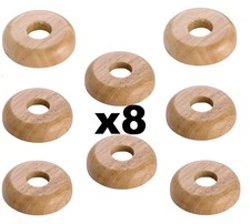 8x REAL OAK Wood 15mm Radiator Pipe Collars Wooden Floor Cover Rose Rings-New