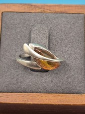 Sterling Silver Baltic Amber Ring Size 6