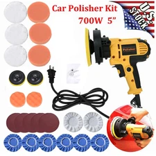 Car Polisher Buffer Sander 700W Auto Polishing Machine + 5" Pad Bonnet Kit Set