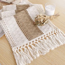 Boho Table Runner for Home Decor with Tassels 72 Inches Long Farmhouse Rustic...