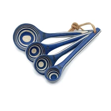 Island Bamboo 4 Piece Pakkawood Measuring Spoon Set, Blue