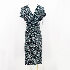 Leith Floral Wrap Dress Short Sleeve Midi M Tie Waist Lightweight Spring Summer