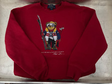 Polo Bear by Ralph Lauren Sweatshirt Youth 10-12 Red Fleece Crewneck Ski
