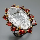 Jewellery 22 ct+ Natural Quartz Ring 925 Sterling Silver Size 8 /R449113
