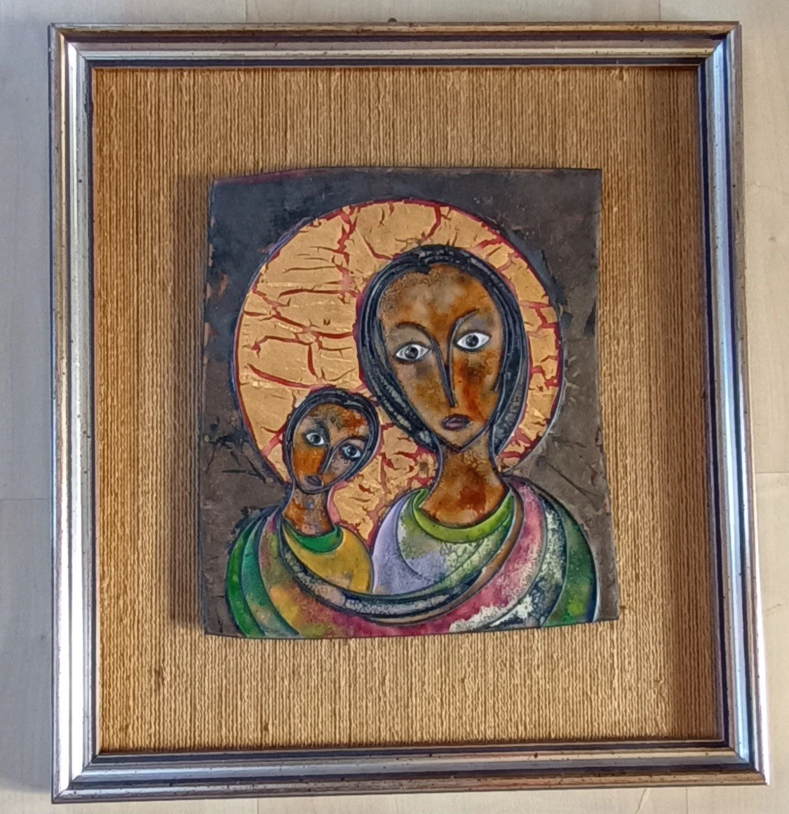 Maria mit Kind, Kupfer/Emaillebild
