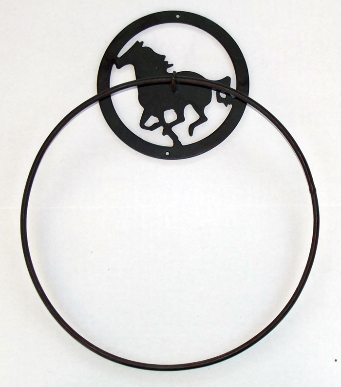 Western Equestrian Bathroom Decor Horse 12" Towel Ring Cast Iron/Wrought Iron